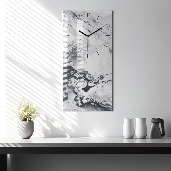 Vertical wall clock Abstract Ink Marble