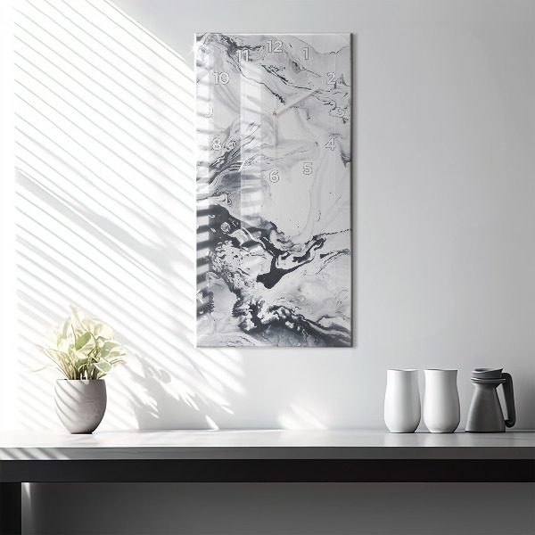 Vertical wall clock Abstract Ink Marble