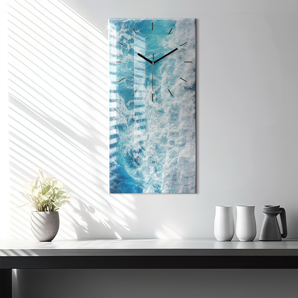 Vertical wall clock Ocean waves