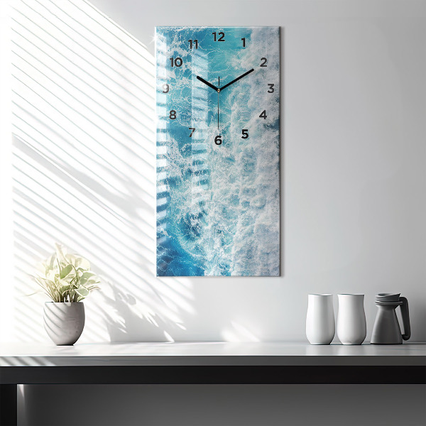Vertical wall clock Ocean waves