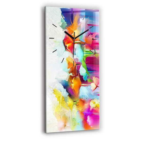 Vertical wall clock Abstract flowers