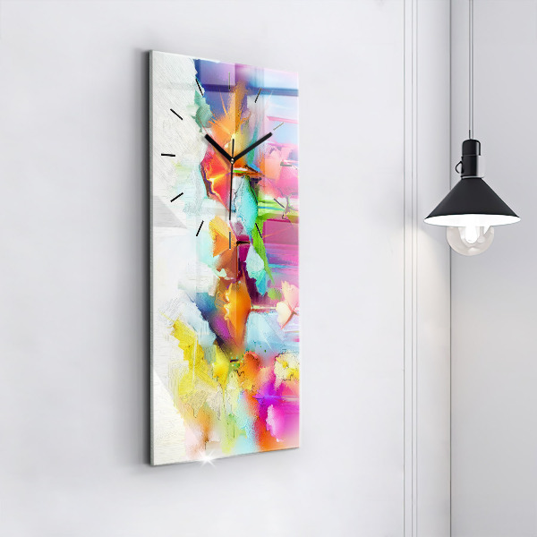 Vertical wall clock Abstract flowers