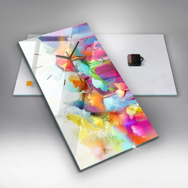 Vertical wall clock Abstract flowers