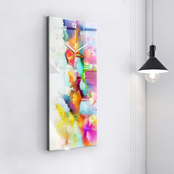 Vertical wall clock Abstract flowers