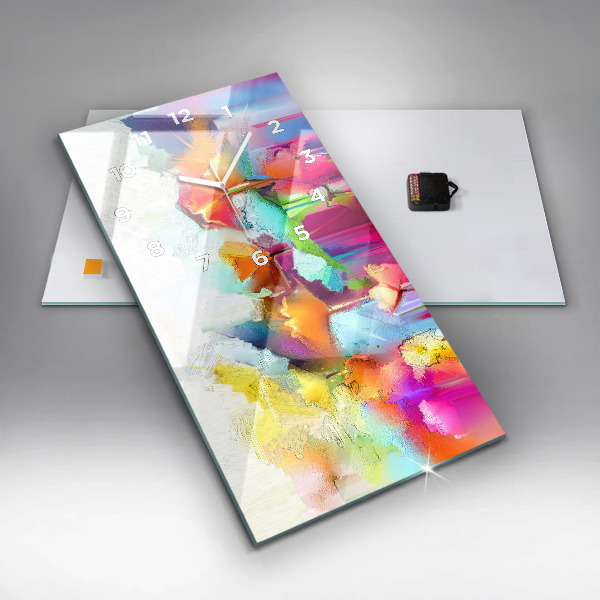 Vertical wall clock Abstract flowers
