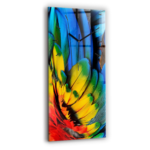 Vertical wall clock Colorful bird wings