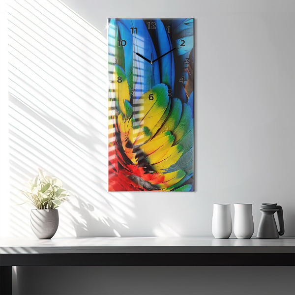 Vertical wall clock Colorful bird wings