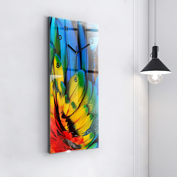 Vertical wall clock Colorful bird wings