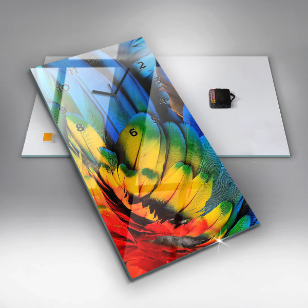 Vertical wall clock Colorful bird wings
