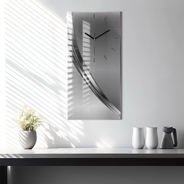 Vertical wall clock Silver lines