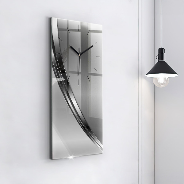 Vertical wall clock Silver lines