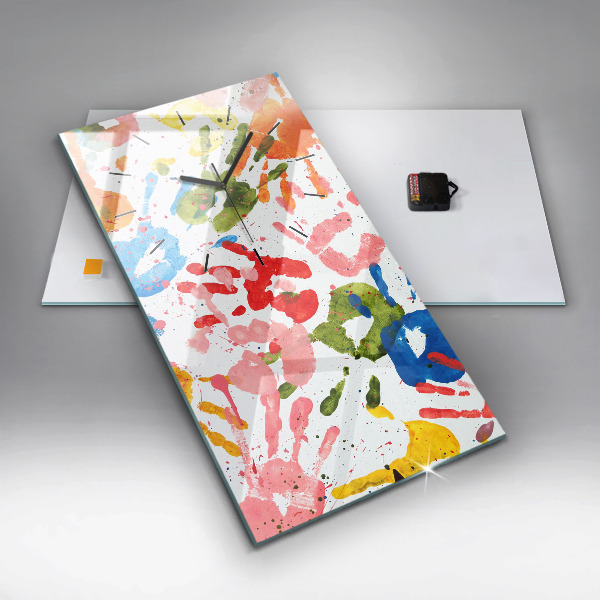 Vertical wall clock Children's handprints