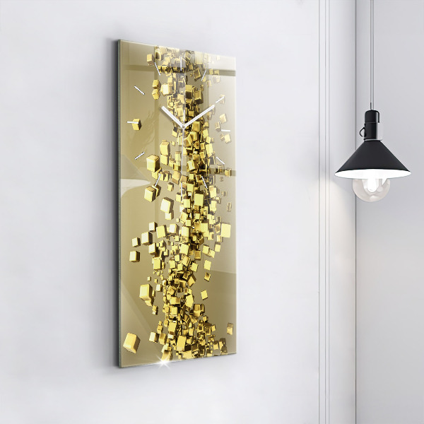 Vertical wall clock Golden squares