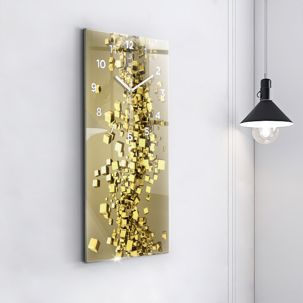 Vertical wall clock Golden squares