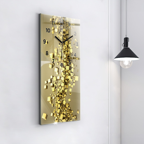 Vertical wall clock Golden squares