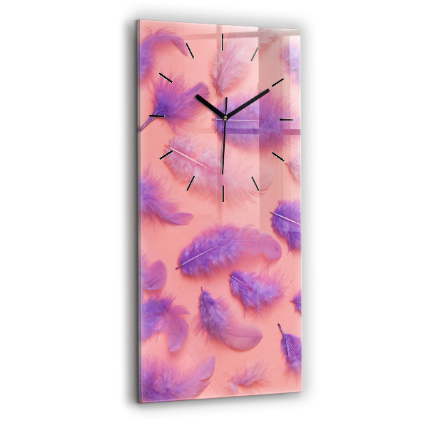 Vertical wall clock Colorful feathers