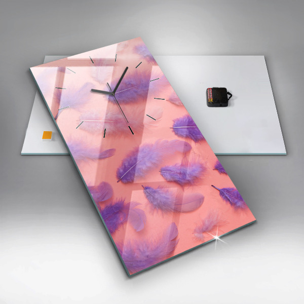 Vertical wall clock Colorful feathers