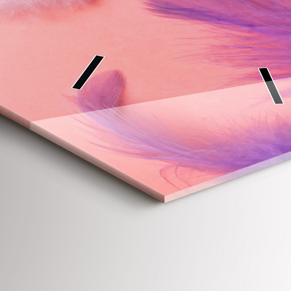 Vertical wall clock Colorful feathers