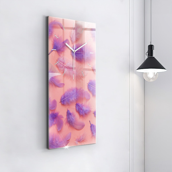 Vertical wall clock Colorful feathers