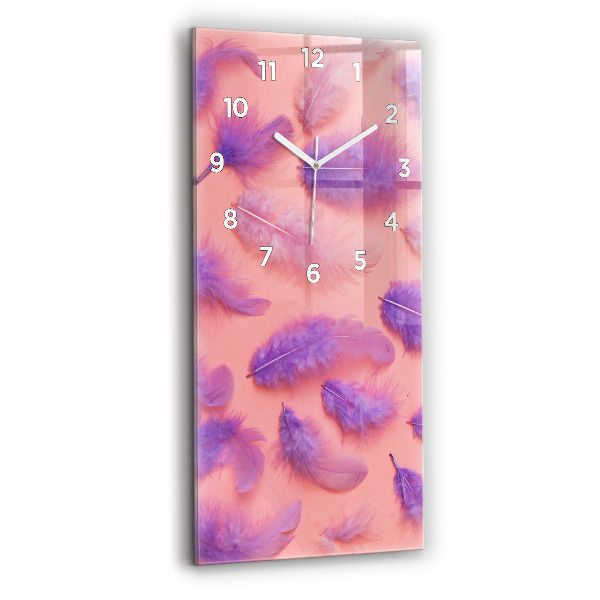 Vertical wall clock Colorful feathers