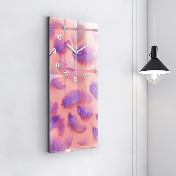 Vertical wall clock Colorful feathers