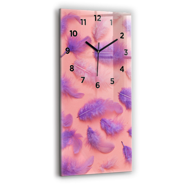 Vertical wall clock Colorful feathers