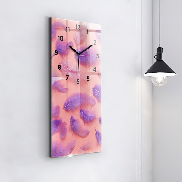Vertical wall clock Colorful feathers