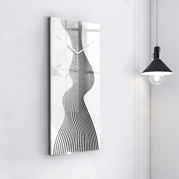 Vertical wall clock Black and white art