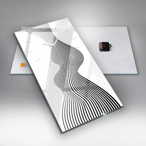 Vertical wall clock Black and white art