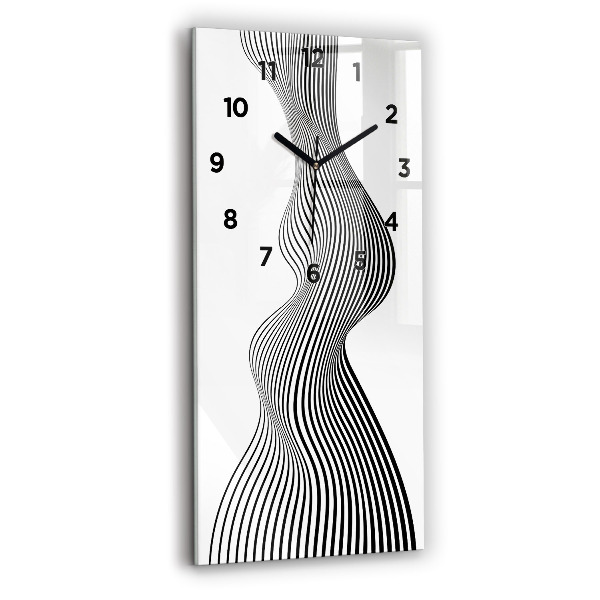 Vertical wall clock Black and white art