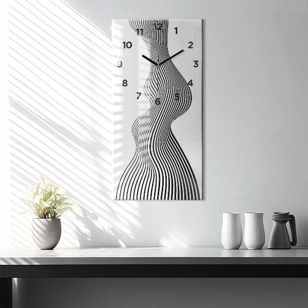 Vertical wall clock Black and white art