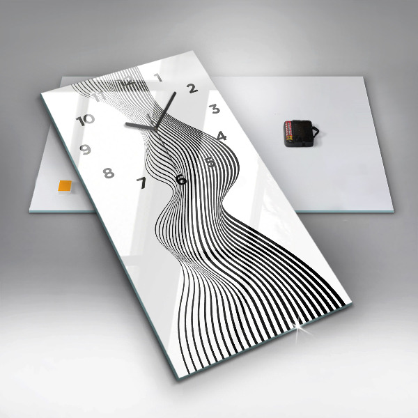 Vertical wall clock Black and white art