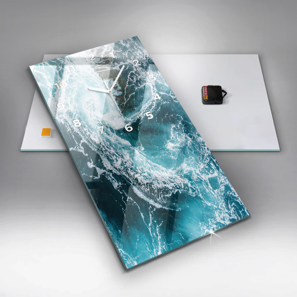 Vertical wall clock Swirling foamy waves