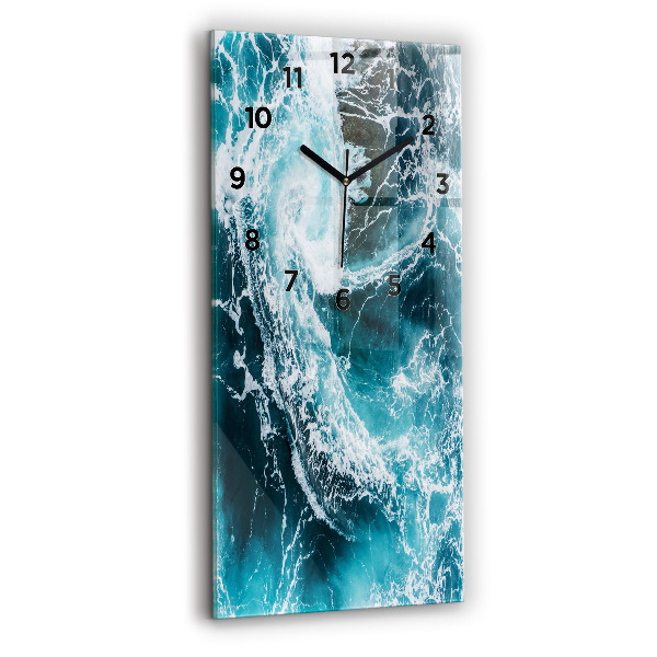 Vertical wall clock Swirling foamy waves