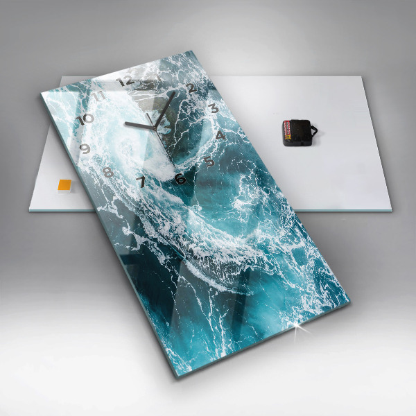 Vertical wall clock Swirling foamy waves