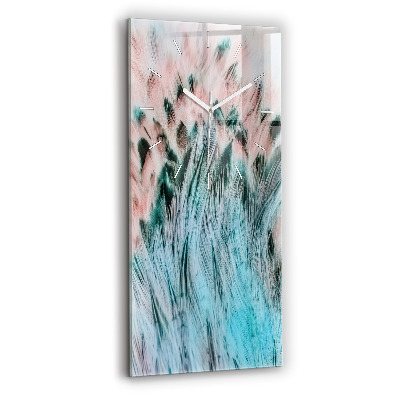 Vertical wall clock Colorful feathers