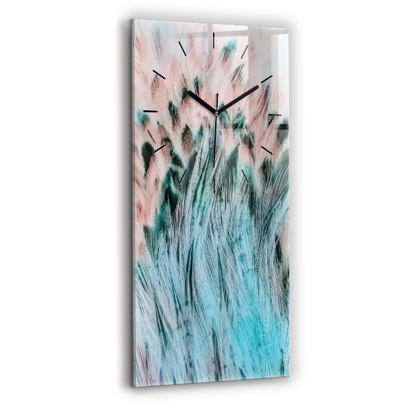 Vertical wall clock Colorful feathers