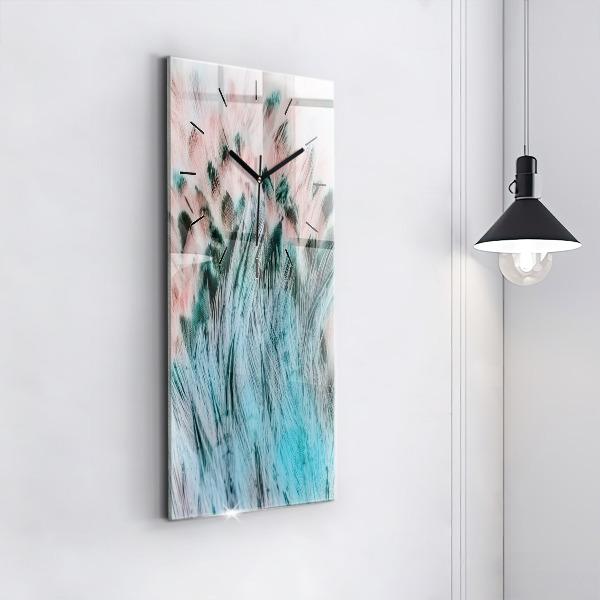 Vertical wall clock Colorful feathers