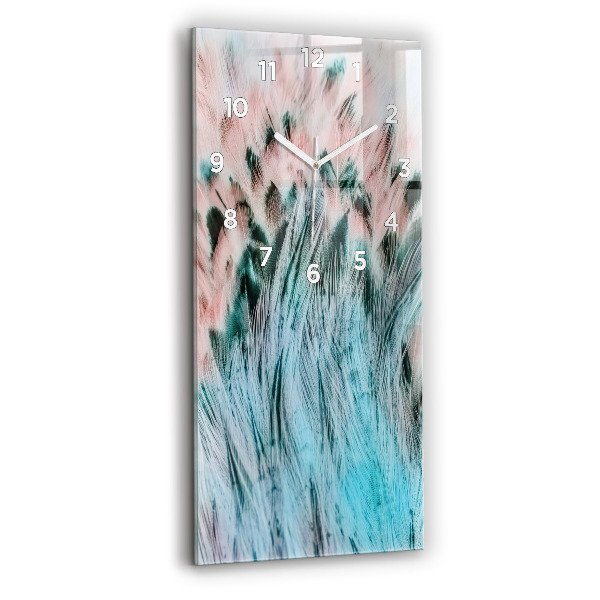 Vertical wall clock Colorful feathers