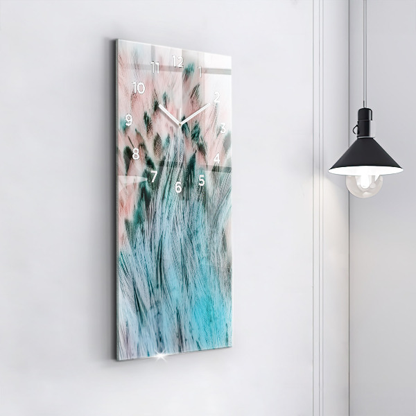 Vertical wall clock Colorful feathers