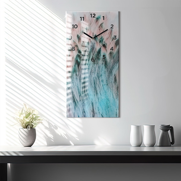 Vertical wall clock Colorful feathers