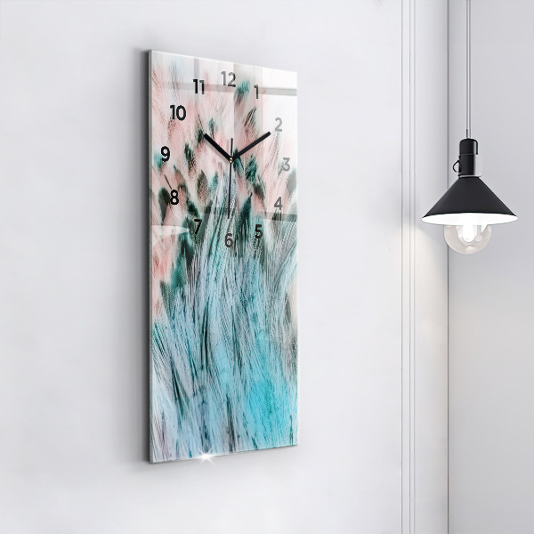 Vertical wall clock Colorful feathers