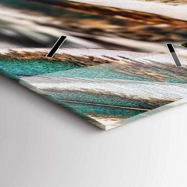 Vertical wall clock Light brown bird feathers