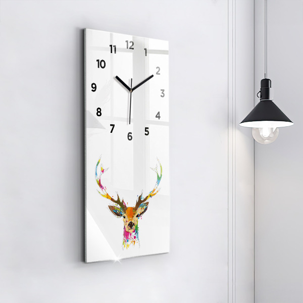 Vertical wall clock Colorful deer head
