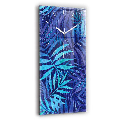 Vertical wall clock Blue leaves