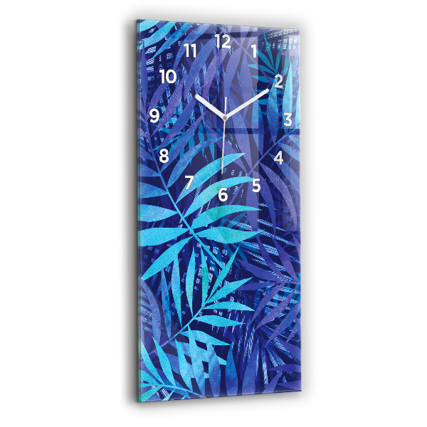 Vertical wall clock Blue leaves