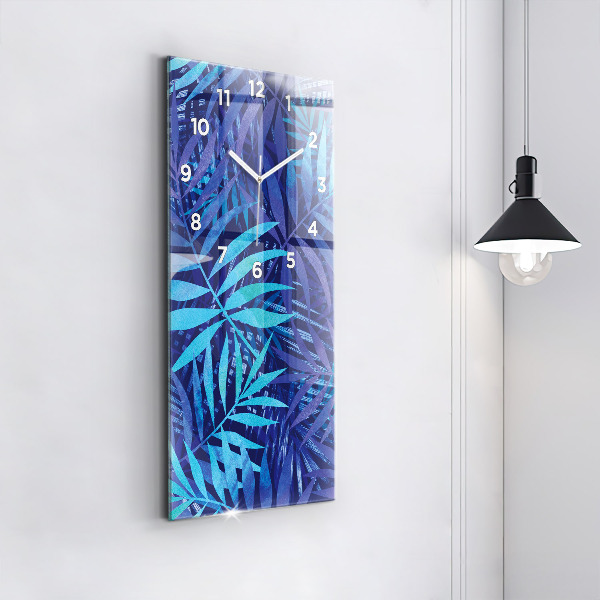 Vertical wall clock Blue leaves