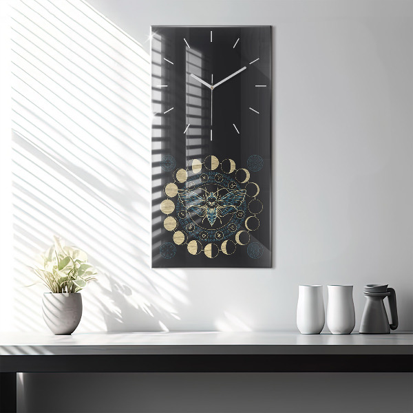 Vertical wall clock Moon Phases and Insect