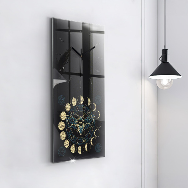 Vertical wall clock Moon Phases and Insect