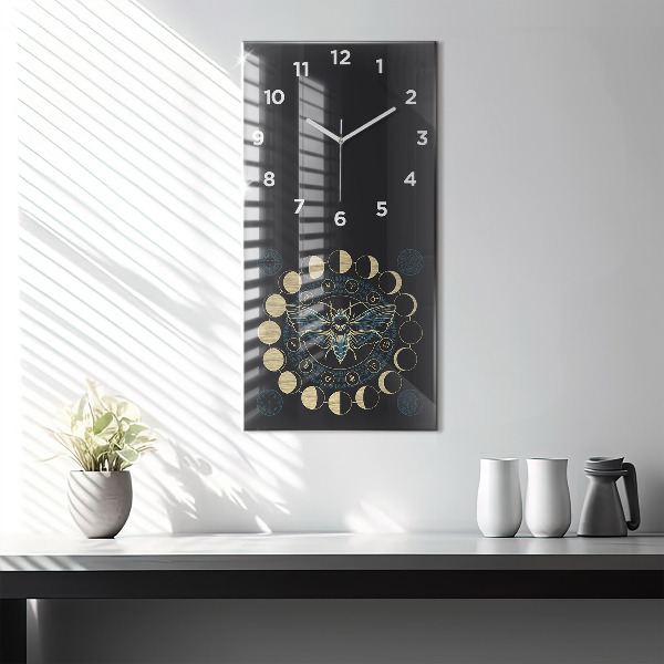 Vertical wall clock Moon Phases and Insect